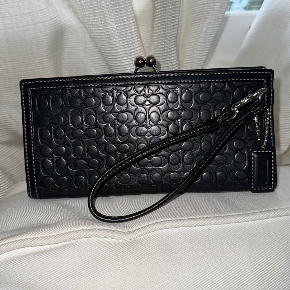 Special Edition Coach monogram leather wristlet